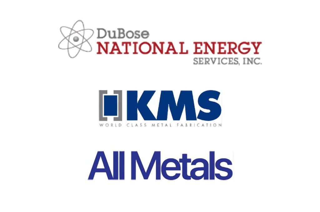 Logos for DuBose National Energy Services, KMS, and All Metals.